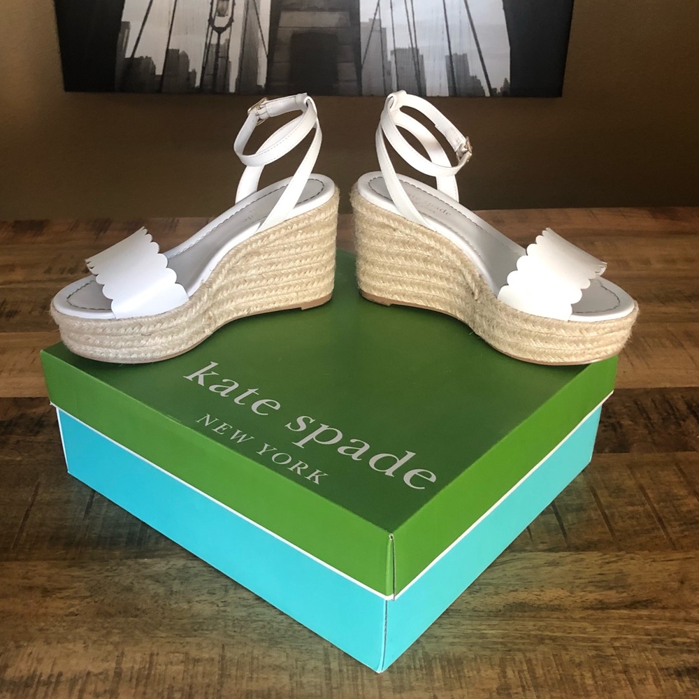 White Kate Spade Tarin Platform Sandals